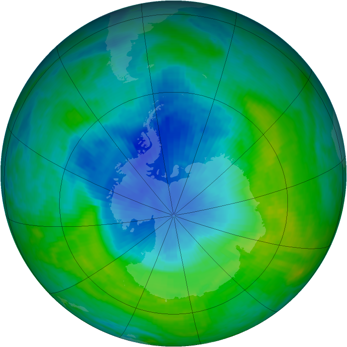 Antarctic ozone map for 07 December 1990
